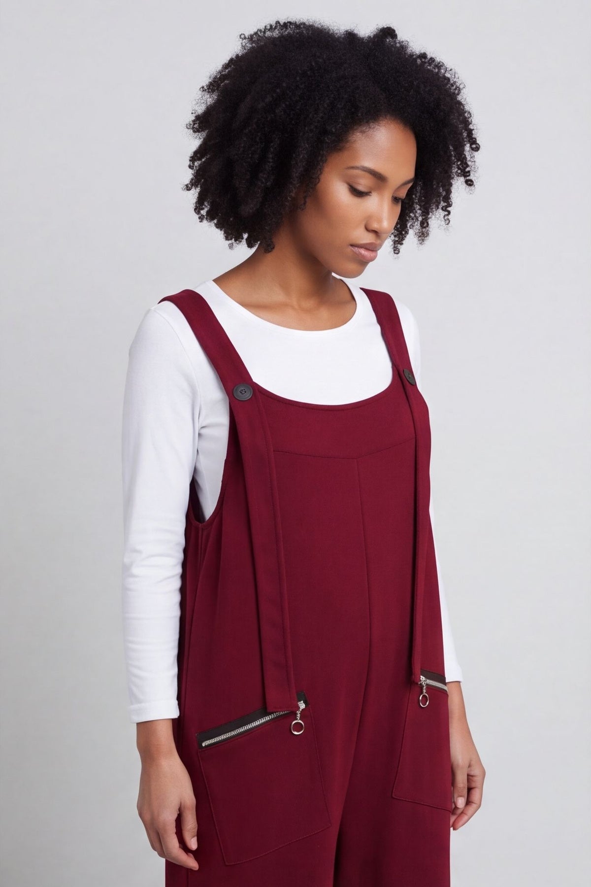 Kinley Pocket Cotton Jumpsuit Wine – image 2 of 5