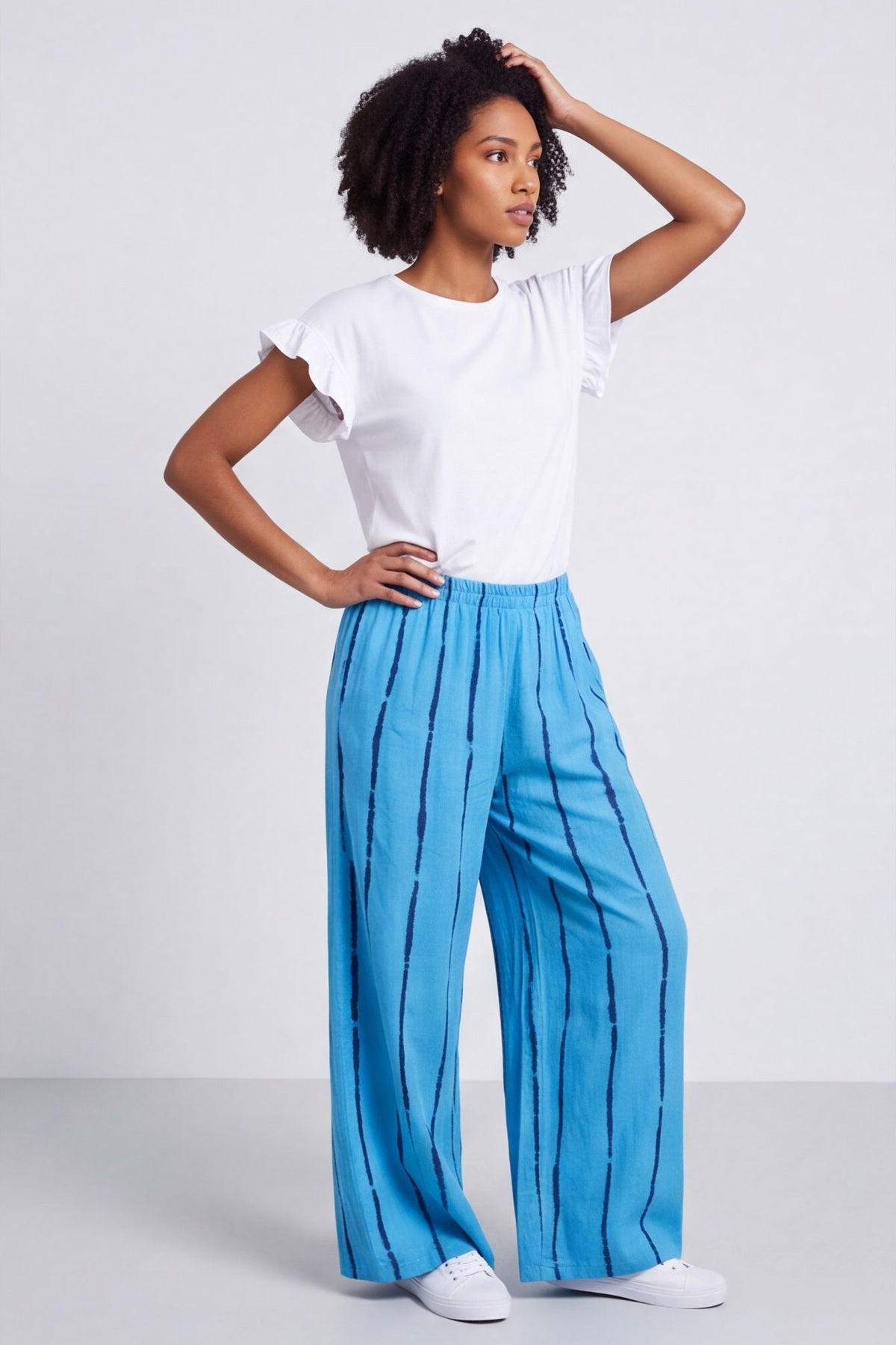 Chelle Stripe Linen Trousers Kingfisher – image 2 of 6