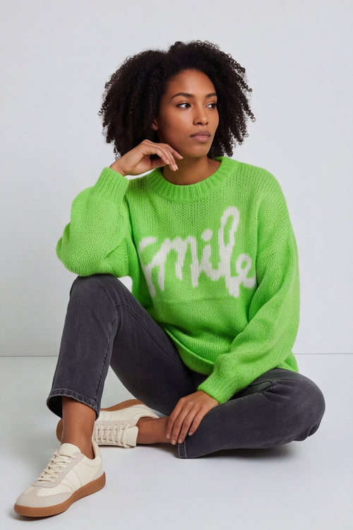 Smile Knitted Jumper Green – image 2 of 6