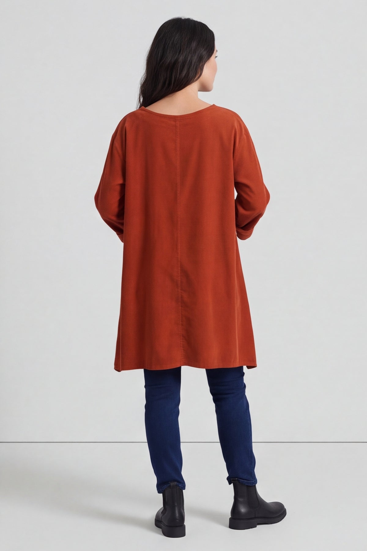Berenice Print Detail Needlecord Top Burnt Orange – image 2 of 6