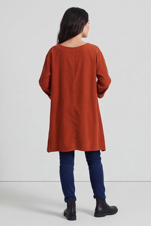 Berenice Print Detail Needlecord Top Burnt Orange – image 2 of 6