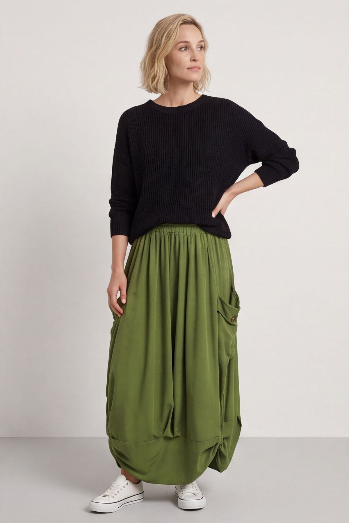 Lavone Cotton Skirt Olive – image 2 of 6