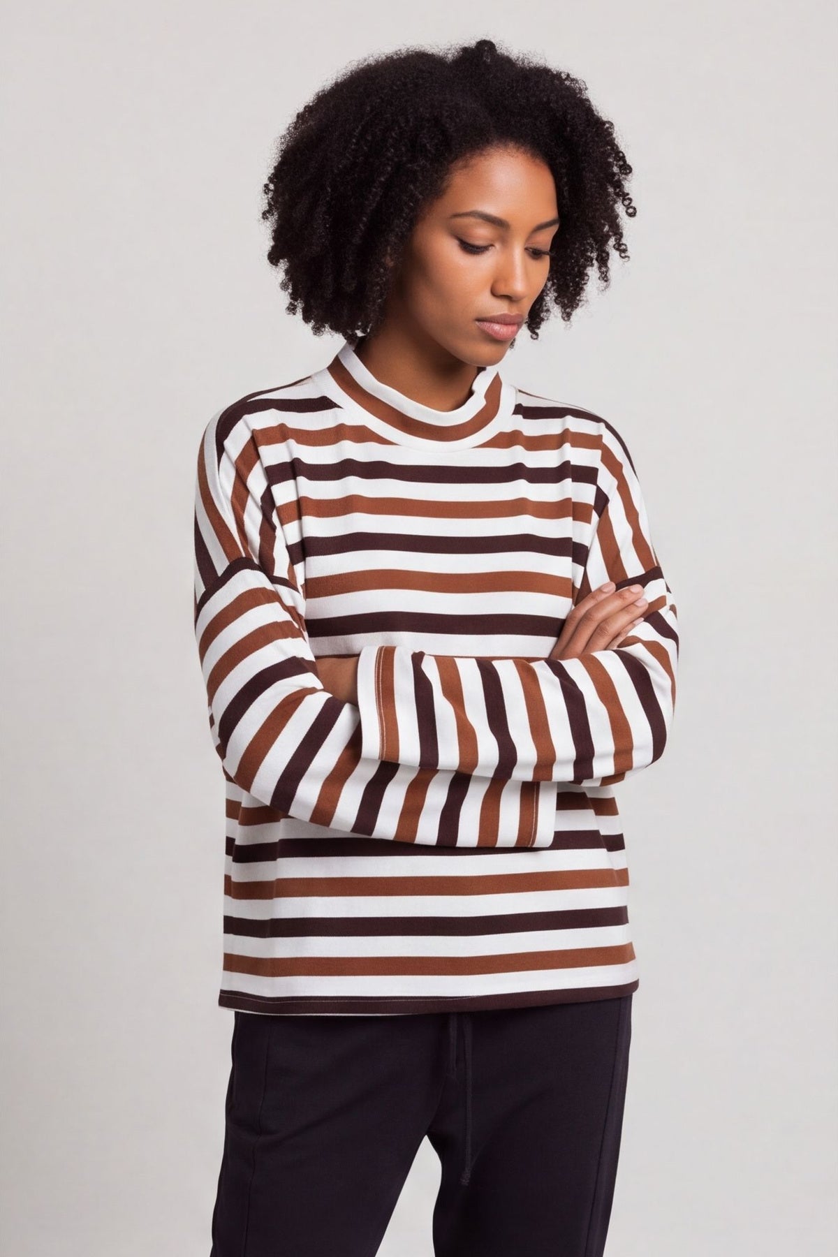 Sylvie Stripe Knit Top Nutmeg – image 2 of 6