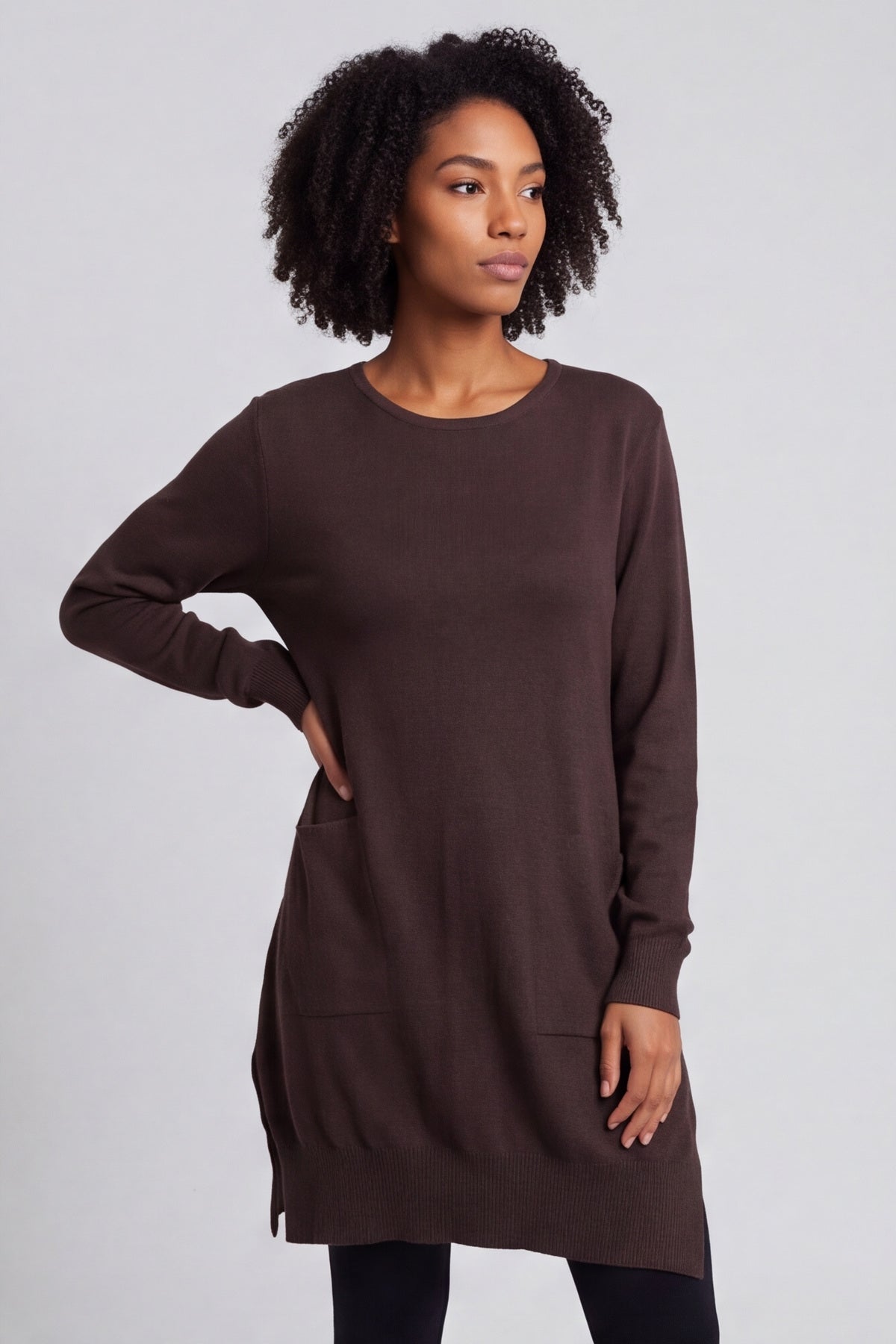 Elisa Pocket Knitted Tunic Cocoa – image 2 of 6