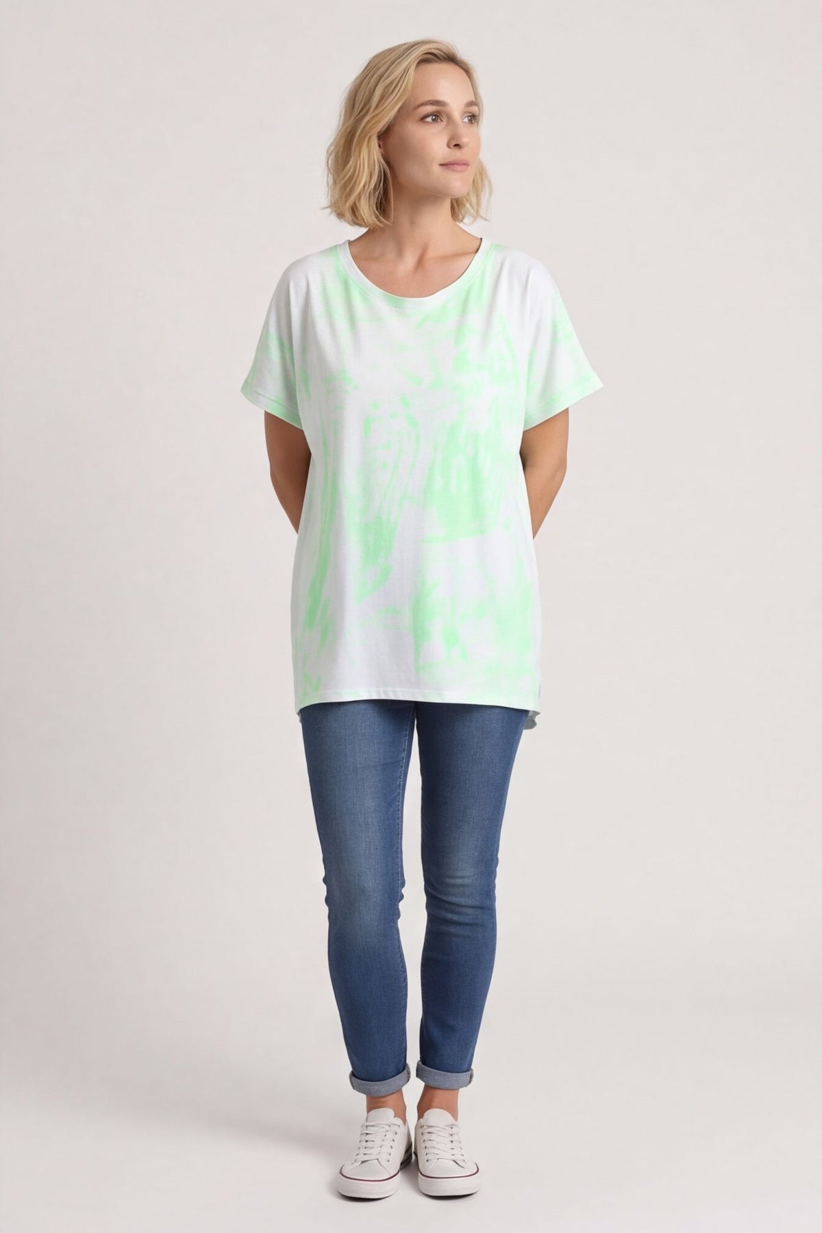 Alysia Tie Dye Cotton Top Green – image 2 of 6