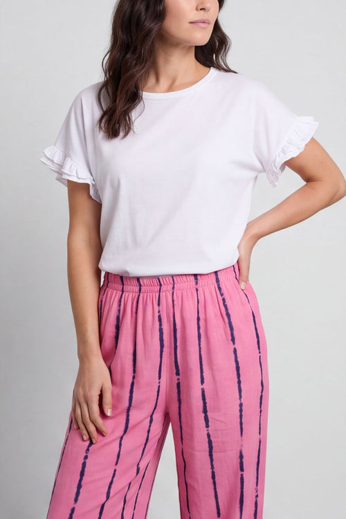 Chelle Stripe Linen Trousers Fuchsia – image 2 of 6
