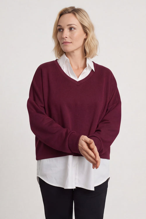 Leilani Collared Top Wine – image 2 of 6