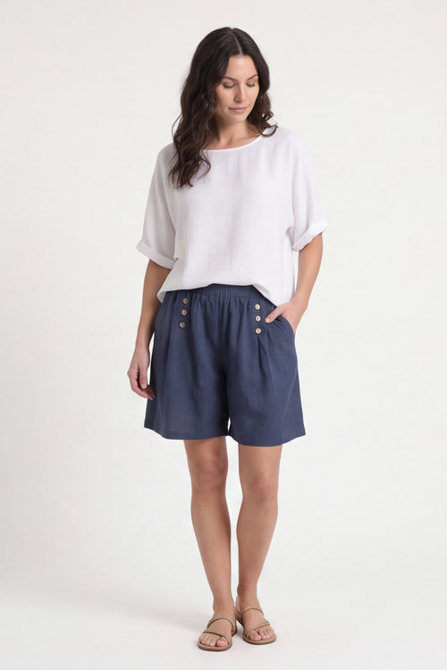 Arielle Linen Blend Shorts Navy – image 2 of 6