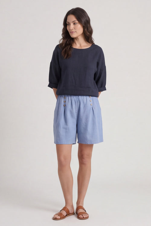 Arielle Linen Blend Shorts Powder Blue – image 2 of 6