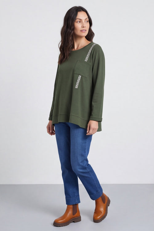 Barbara Pocket Cotton Top Khaki – image 2 of 6