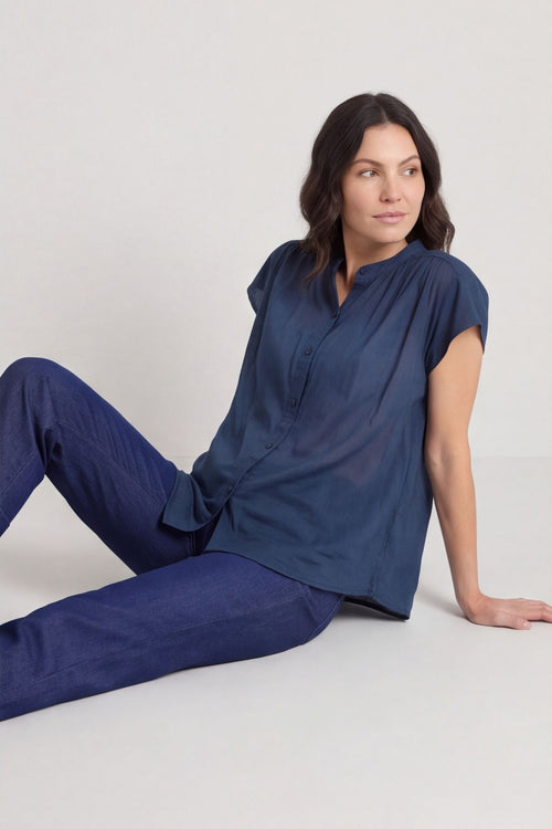 Irena Cotton Blouse Navy – image 2 of 6