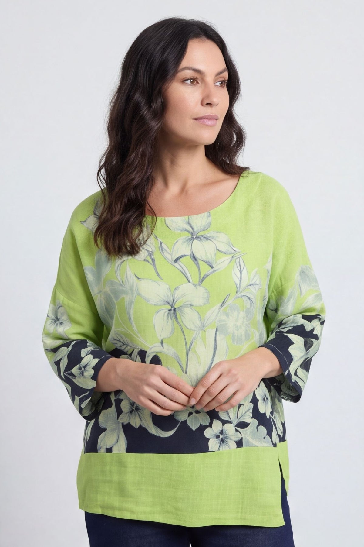 Paitlyn Print Cotton Top Lime – image 2 of 6