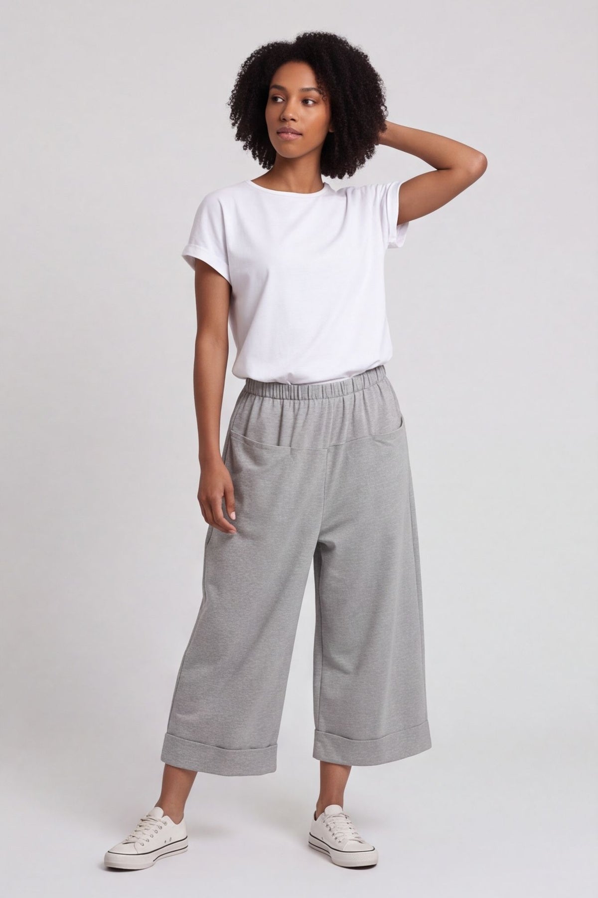 Jaye Pocket Cotton Trousers Marl Grey