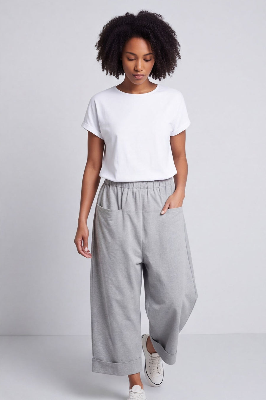 Jaye Pocket Cotton Trousers Marl Grey