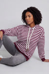 Selena Stripe Hooded Top Burgundy – image 2 of 6