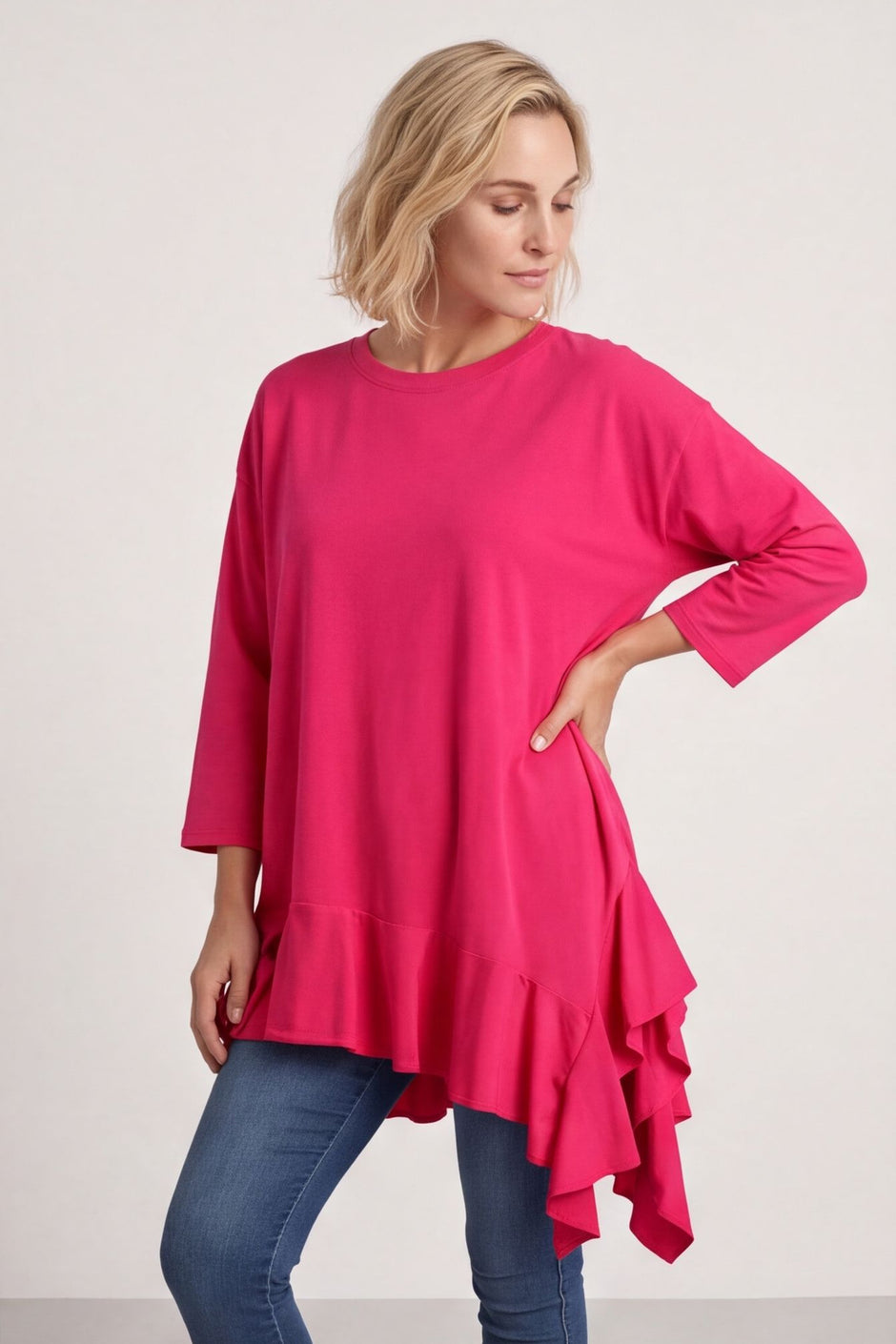 Carey Frill Cotton Top Fuchsia – image 2 of 6