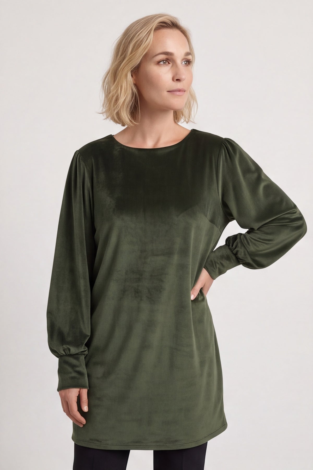 Zannah Button Back Tunic Khaki – image 2 of 5
