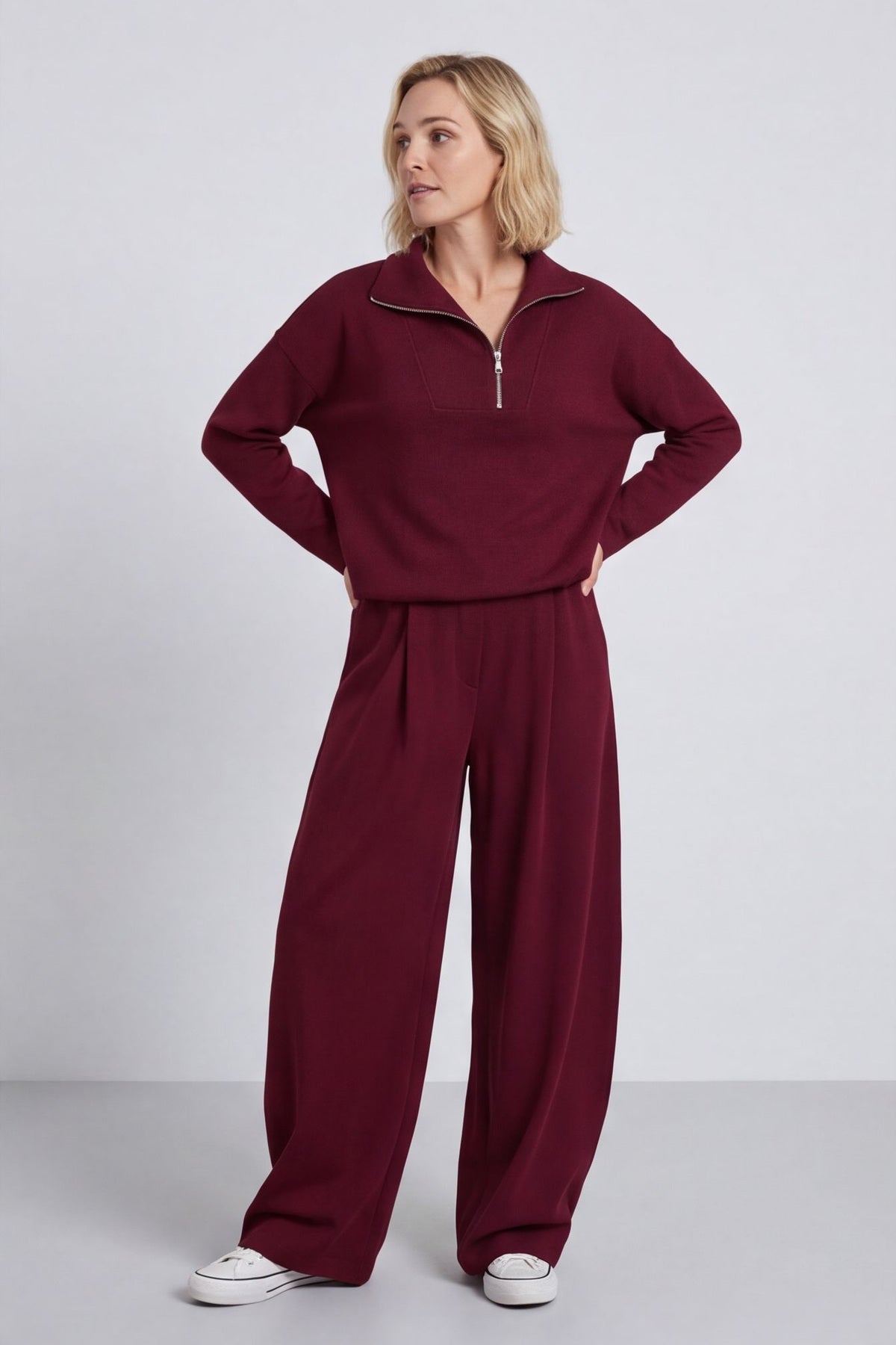 Cinda Cotton Trousers Wine – image 2 of 5
