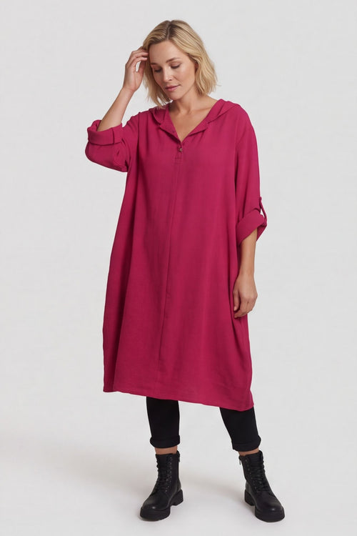 Viviette Hooded Tunic Hot Pink – image 2 of 5