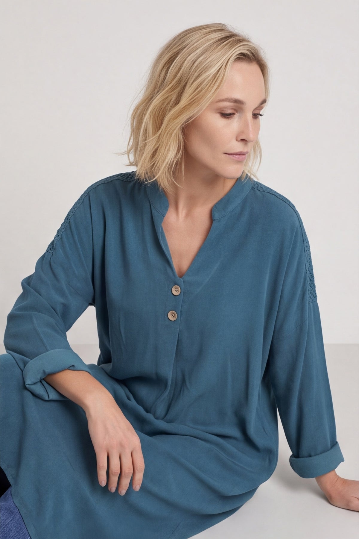 Terrie Needlecord Dress Teal – image 2 of 6
