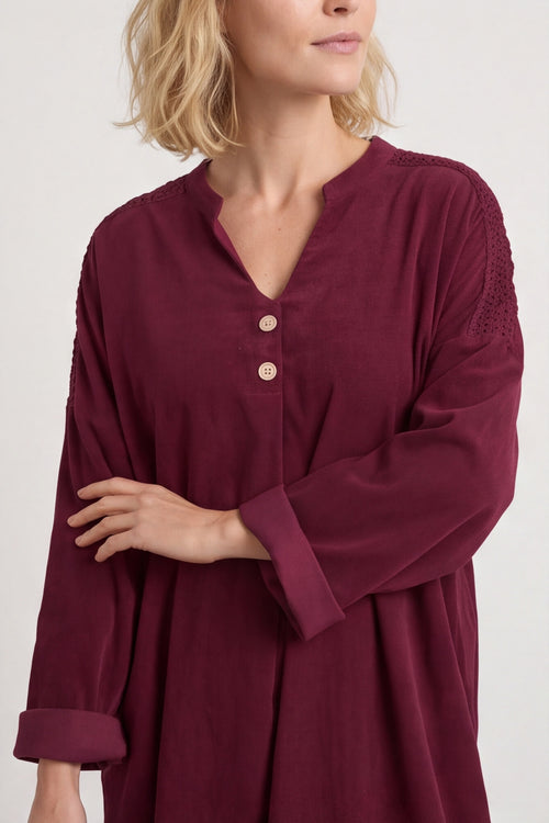 Terrie Needlecord Dress Wine - Image 3