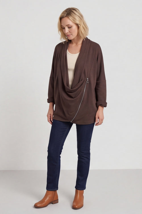 Floella Zip Cotton Jacket Cocoa – image 2 of 5