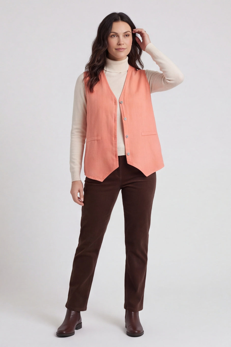 Maryam Linen Waistcoat Orange – image 2 of 3
