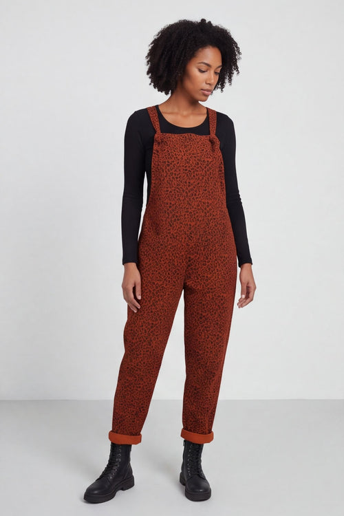 Pabo Leopard Needlecord Dungarees Burnt Orange – image 2 of 6