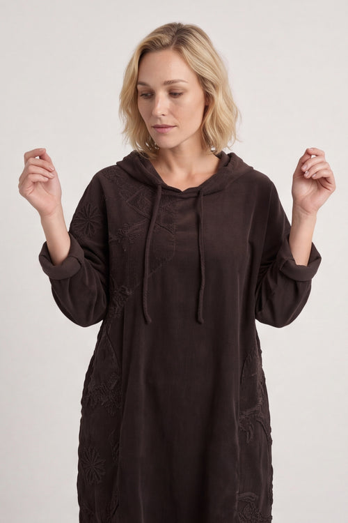 Devyn Hooded Needlecord Dress Cocoa – image 2 of 6