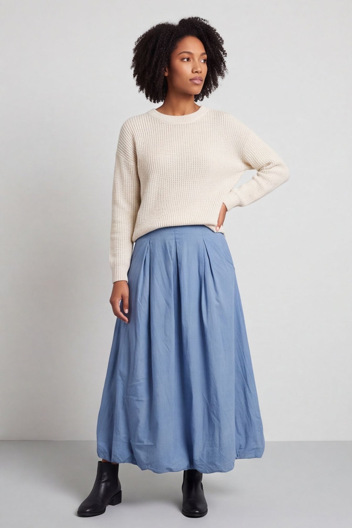 Wilfreda Puffball Cotton Skirt Blue – image 2 of 6