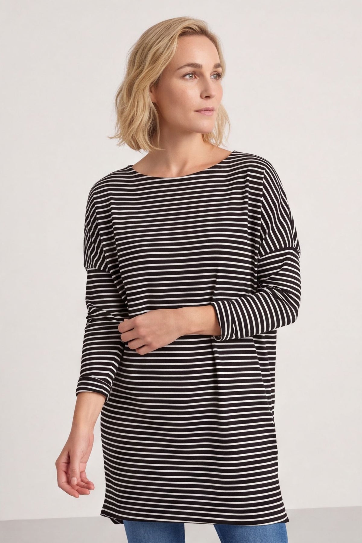 Nessie Stripe Cord Top Black – image 1 of 4