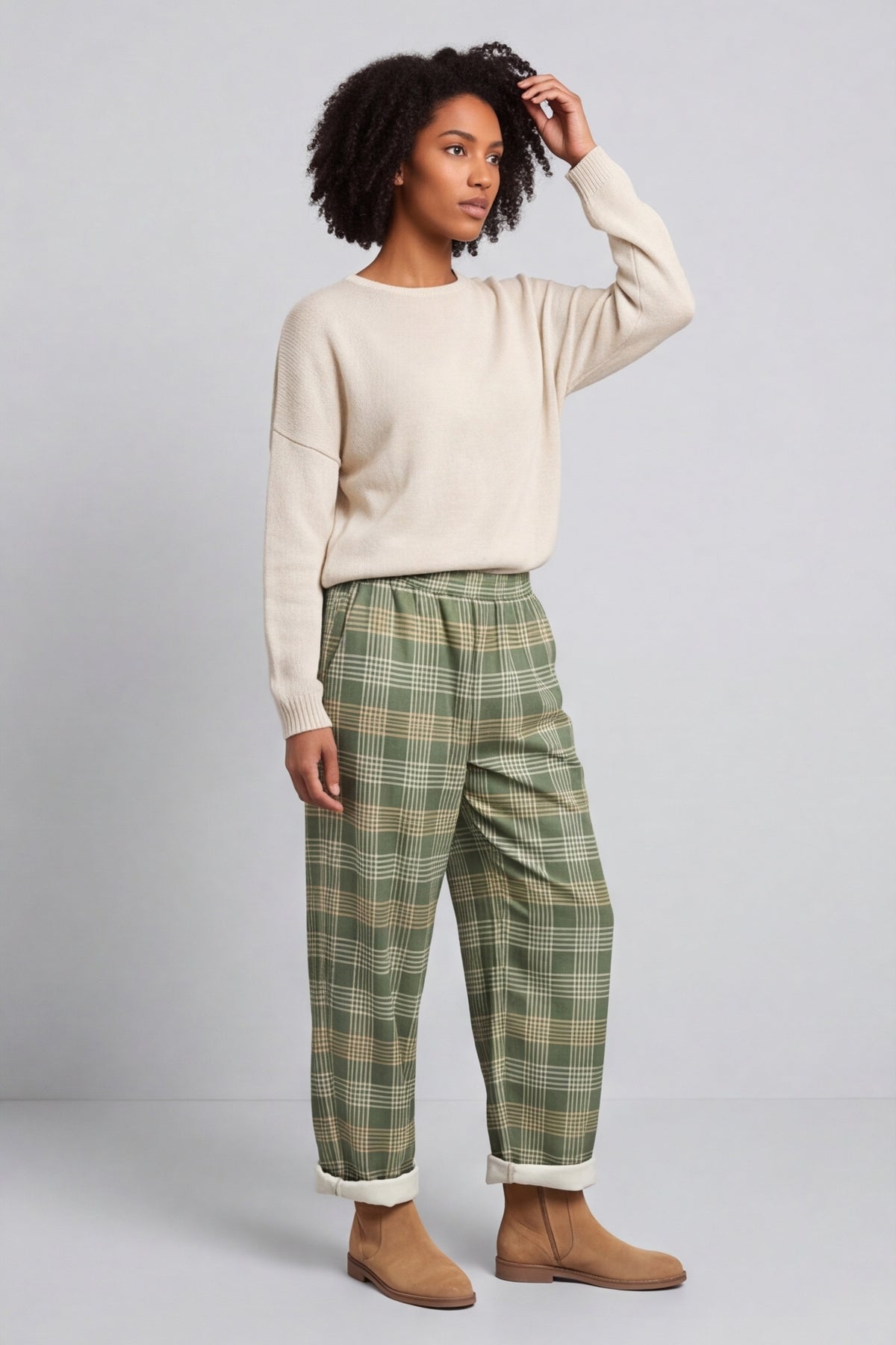Kirri Check Trousers Green – image 2 of 5