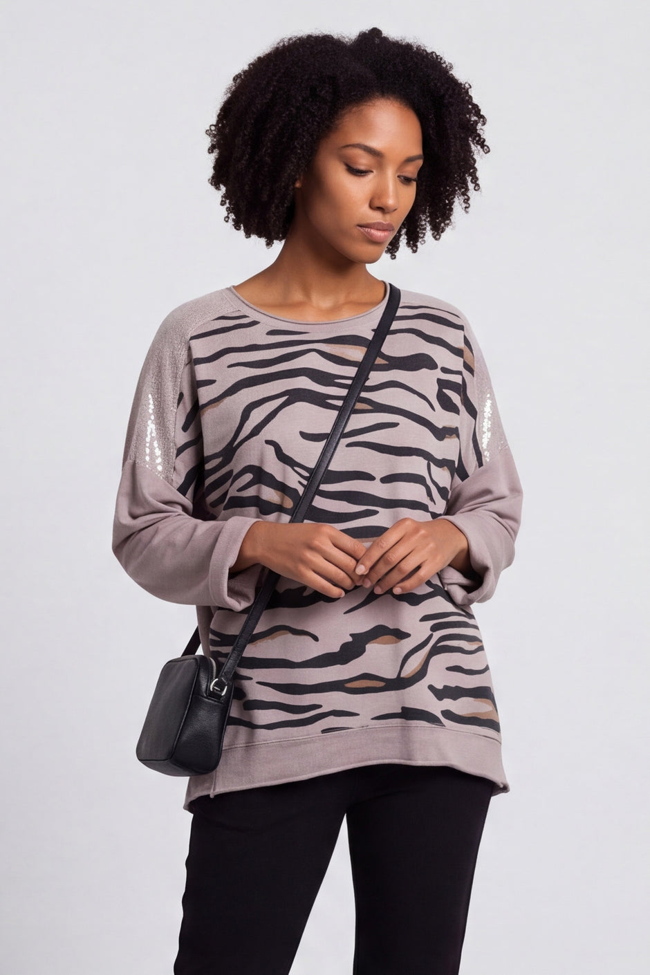 Estella Print Cotton Top Mocha – image 2 of 6