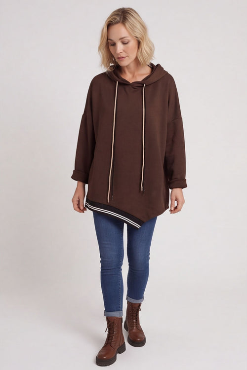 Anya Asymmetric Hooded Top Cocoa – image 2 of 4