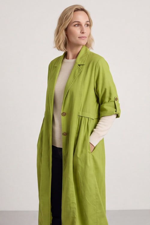 Meryl Long Cotton Jacket Olive – image 1 of 4