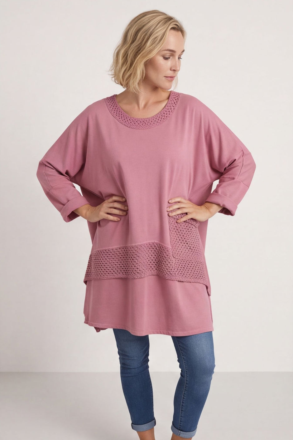 Mozelle Crochet Detail Cotton Top Grape – image 2 of 6