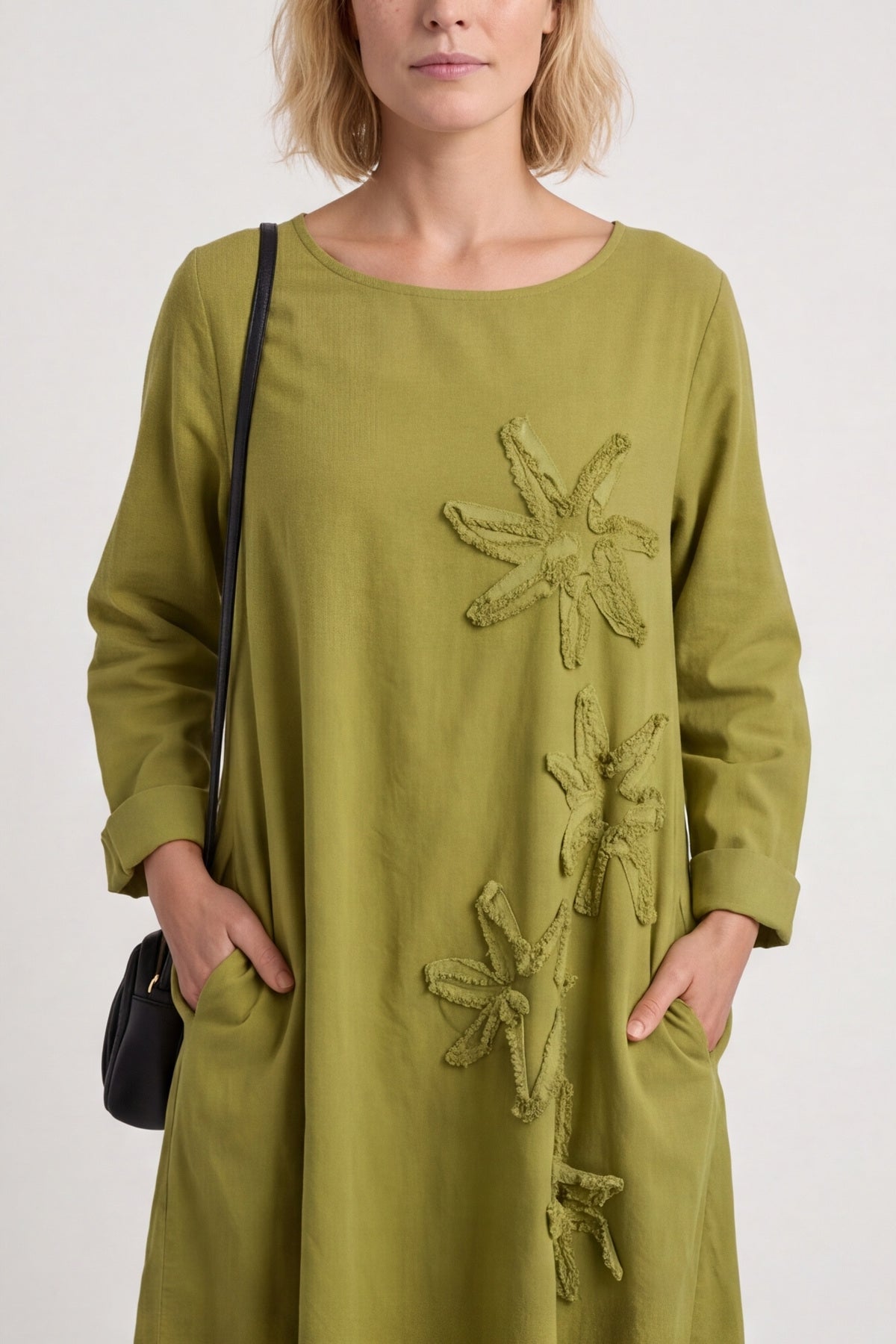 Florina Flower Patch Needlecord Dress Green – image 2 of 6