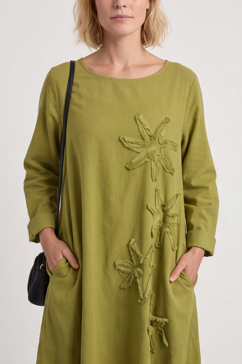 Florina Flower Patch Needlecord Dress Green – image 2 of 6