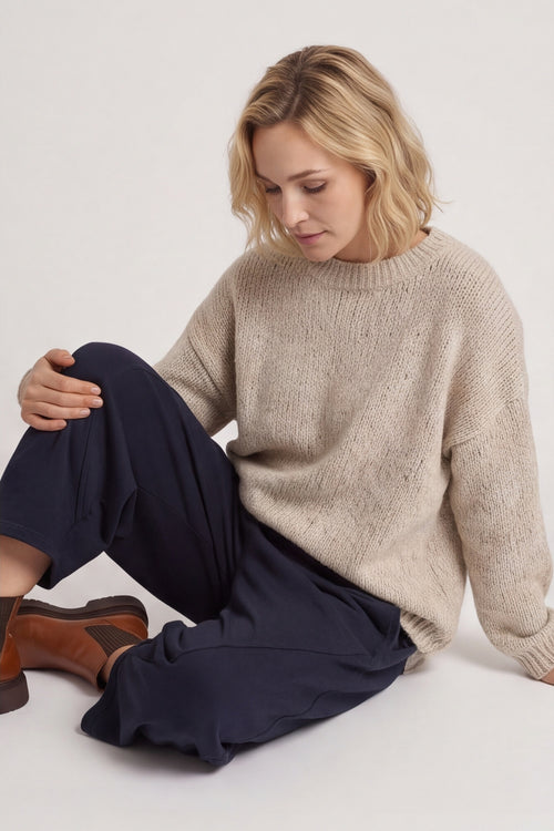 Yasmina Cropped Cotton Trousers Navy – image 1 of 4