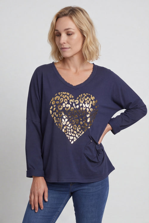 Cherie Heart Cotton Top Navy – image 2 of 5