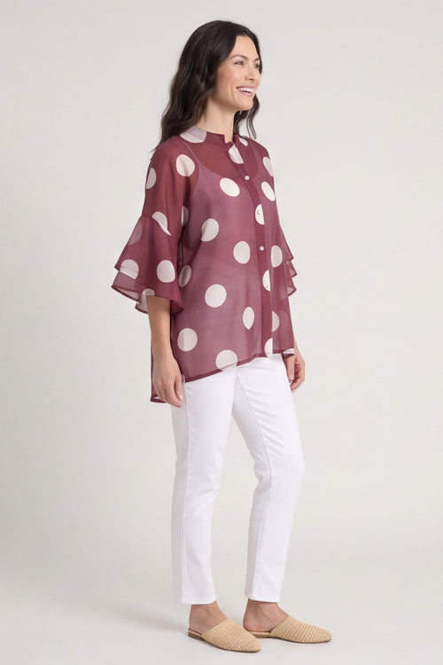 Cordelia Spot Print Shirt Wine – image 2 of 4