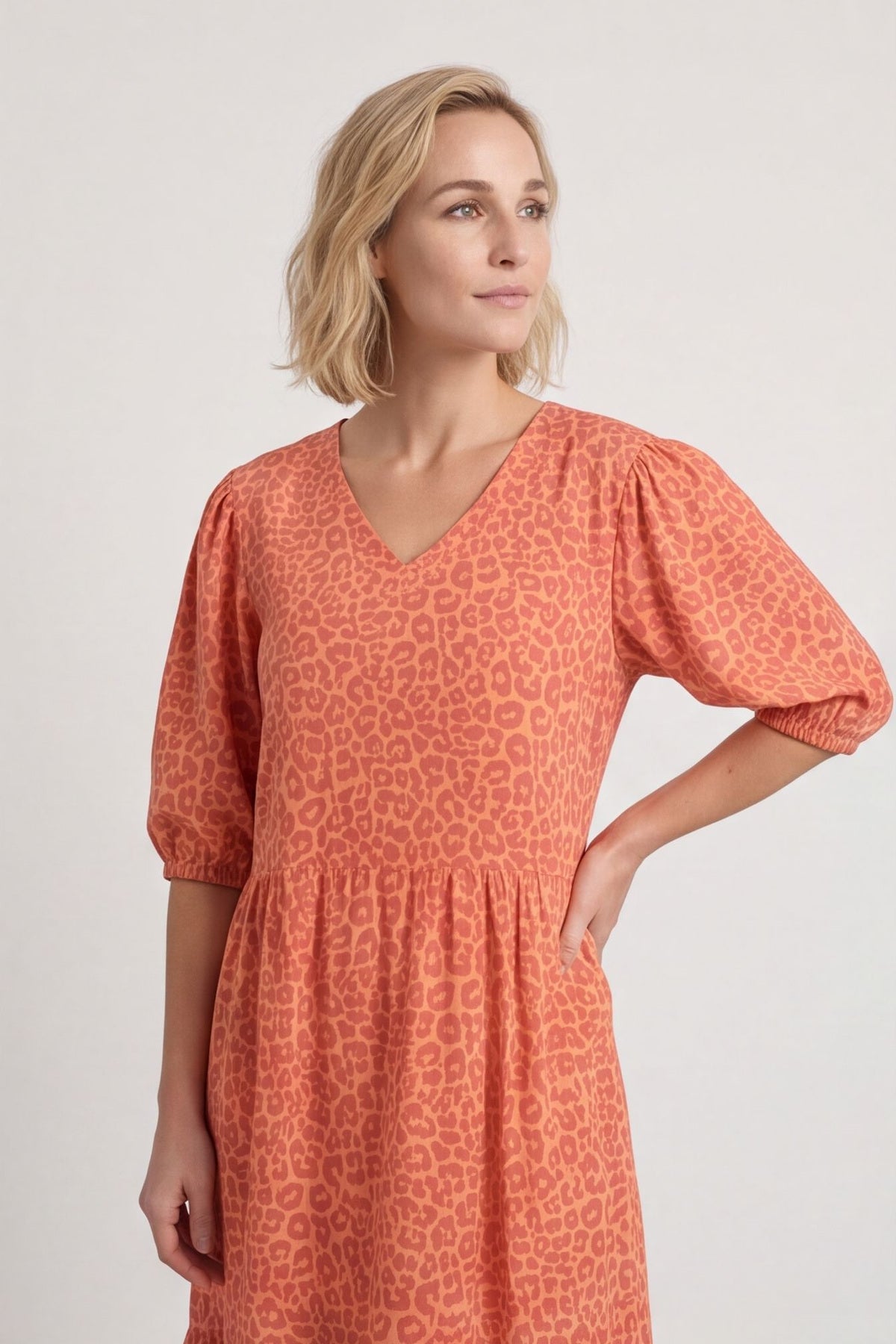 Paulette Animal Print Cotton Dress Orange – image 2 of 6