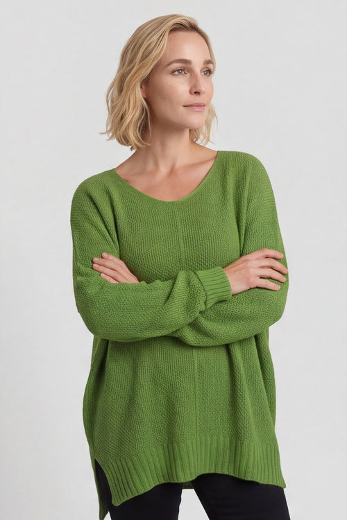 Bo Slouch V-Neck Jumper Green – image 1 of 4