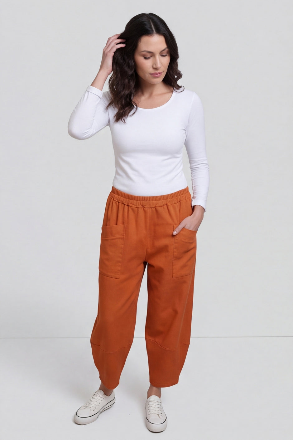 Jerilyn Cotton Trousers Burnt Orange – image 1 of 4