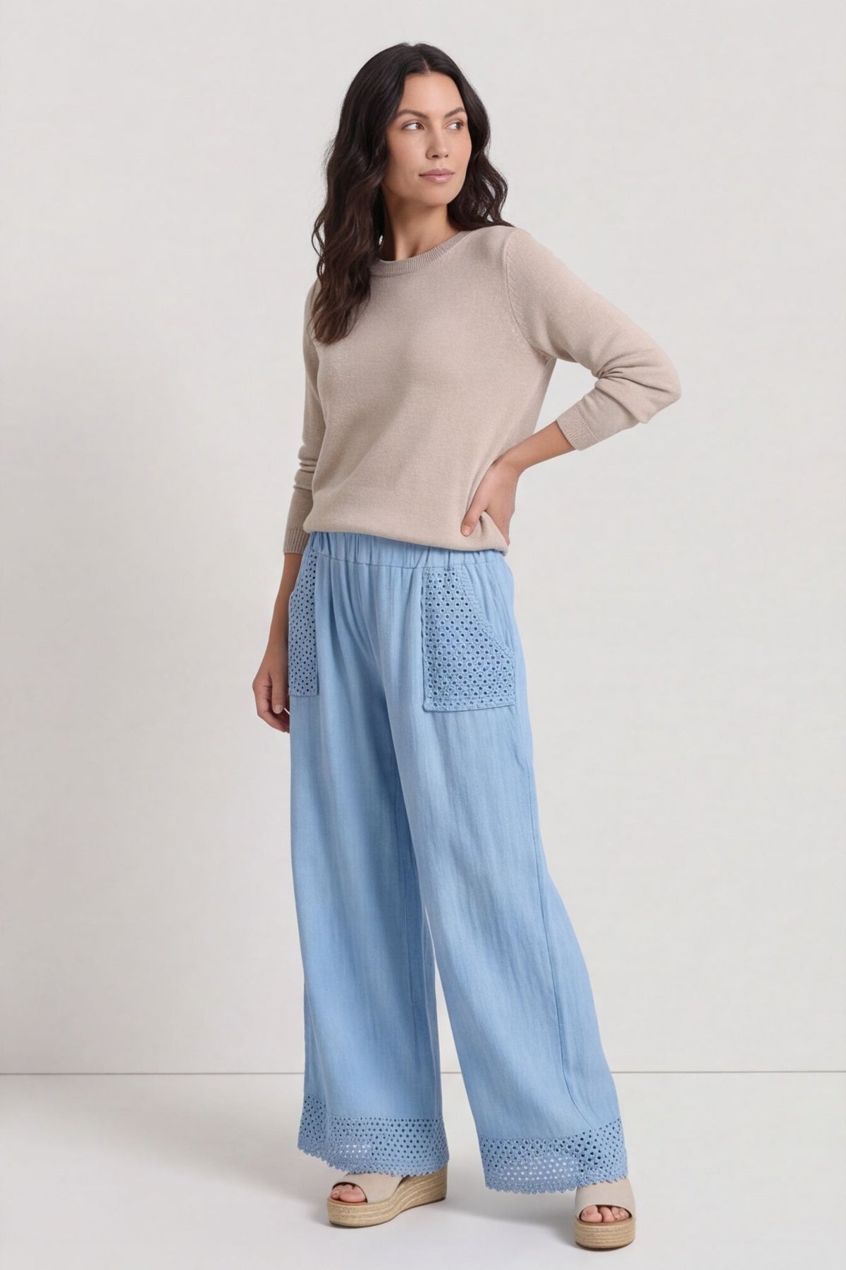 Elana Cotton Trousers Powder Blue – image 2 of 6