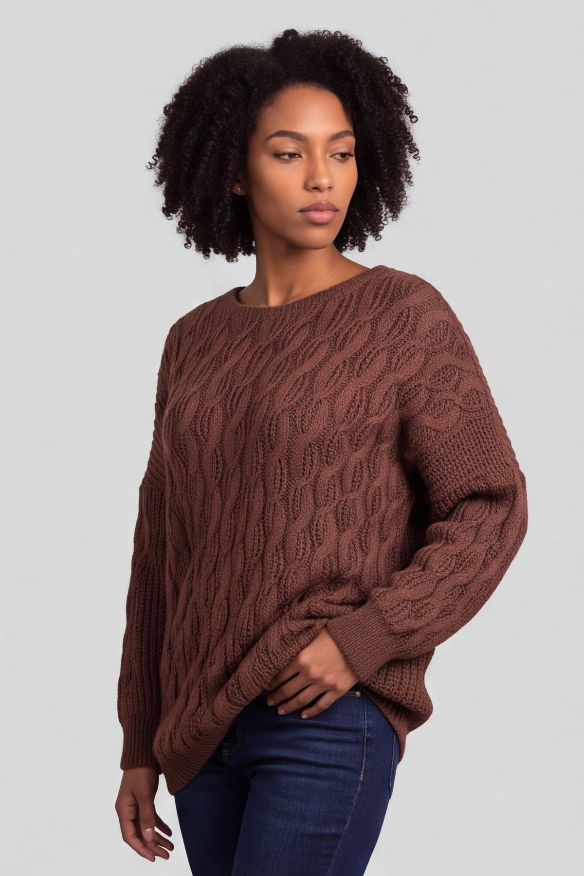 Tamsin Knitted Jumper Cocoa – image 2 of 5