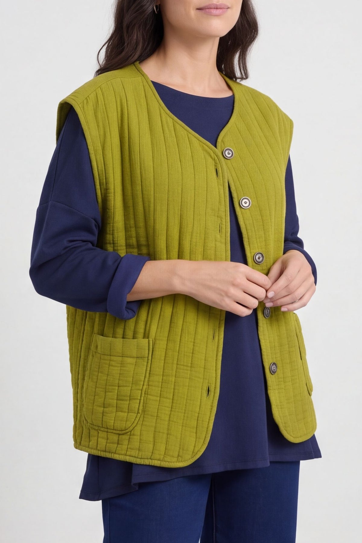 Agatha Cotton Padded Gilet Moss – image 2 of 6