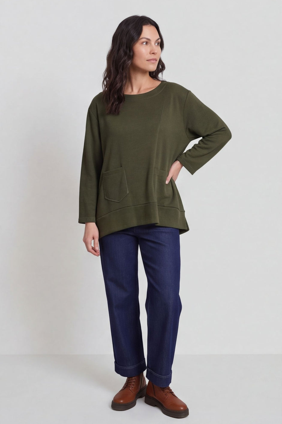 Codie Wool Top Khaki – image 1 of 3