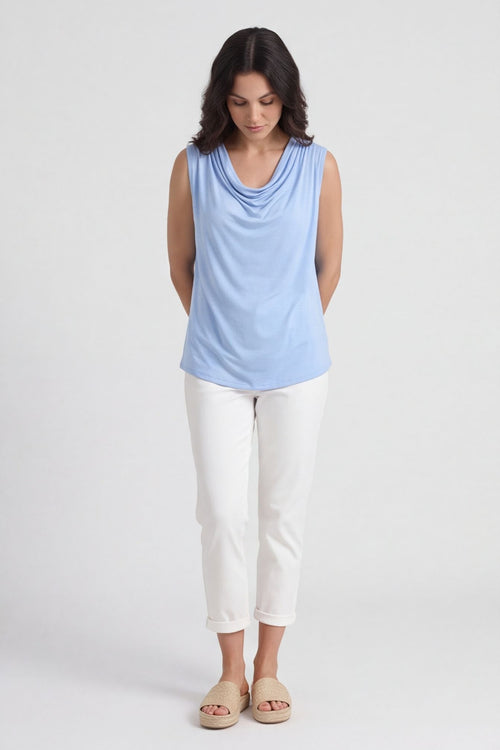 Antonina Cowl Neck Top Light Blue – image 2 of 6