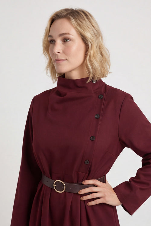 Eudora Belted Dress Wine – image 2 of 6